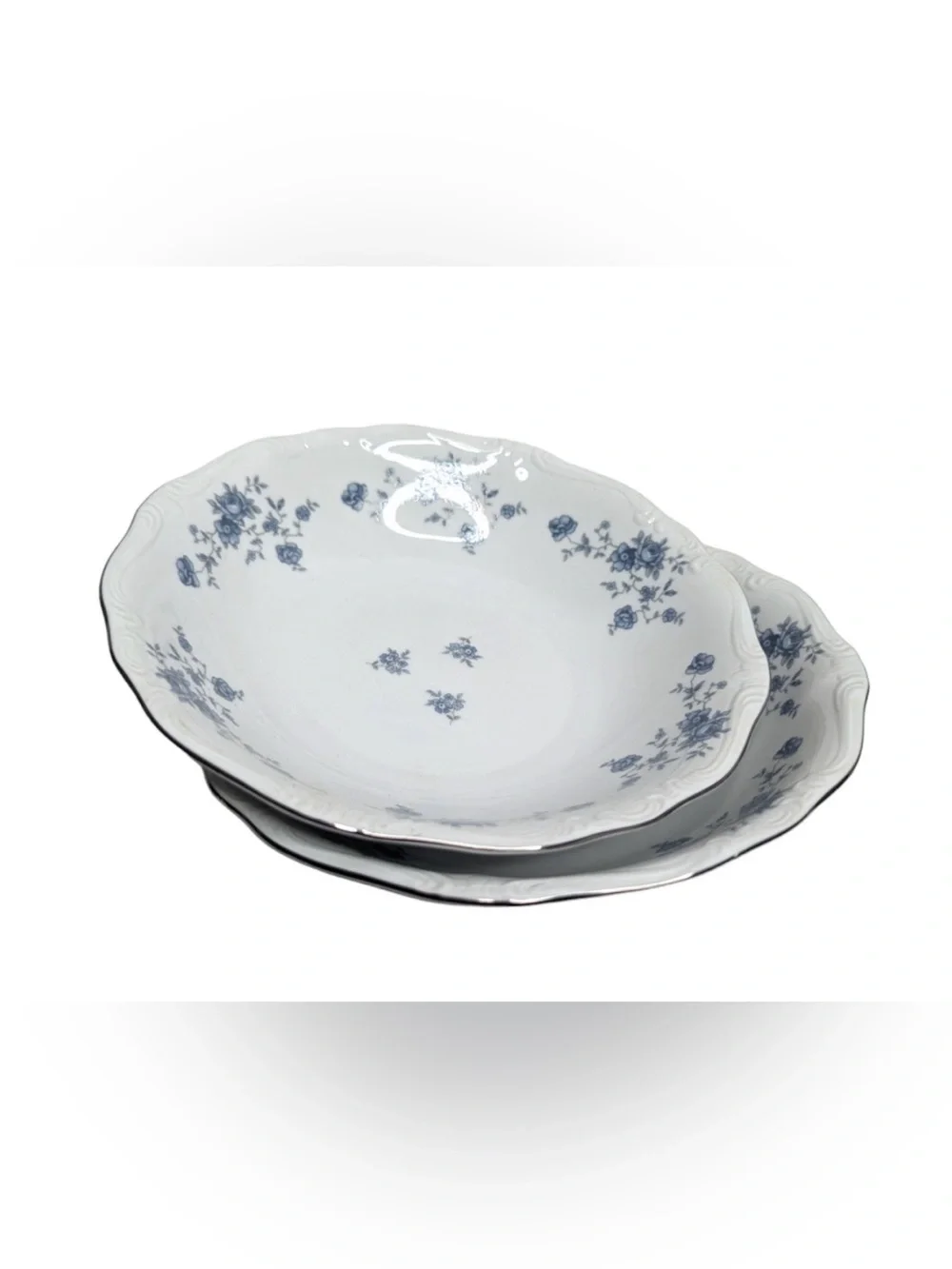 Set of 2 Johann Haviland Blue Garland Coupe Soup Bowls Fine China New Vtg